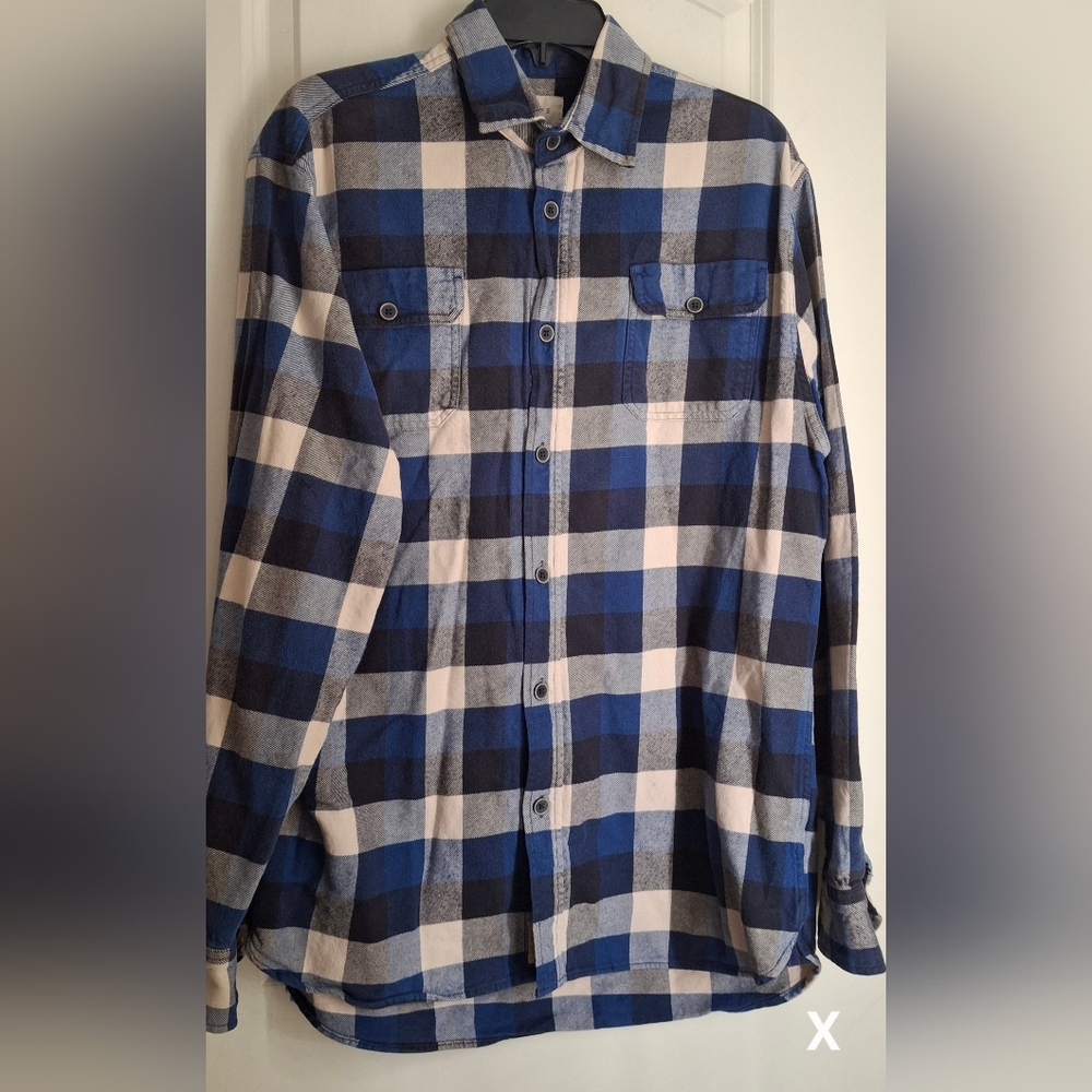 Jachs Men’s Flannel Long Sleeve Shirt Red/White/Blue Plaid XL Outdoors Casual LT